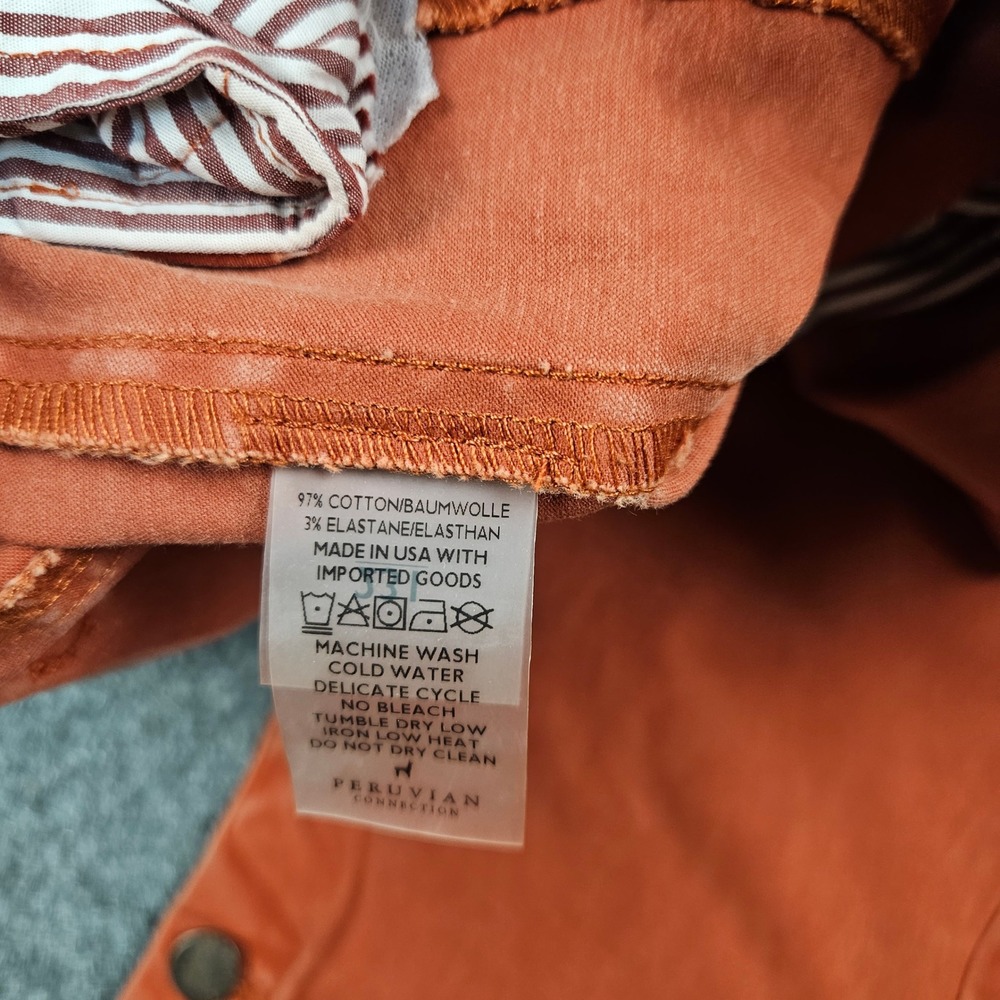 Peruvian Connection Womens Orange Seam Detail Ankle Button Cargo Pants Size 14 - Picture 6 of 12